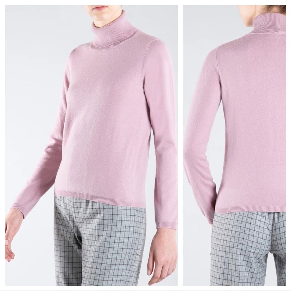 MALO 100% Cashmere Turtleneck Sweater Pink Made In Italy 46 Size US M Cozy Soft